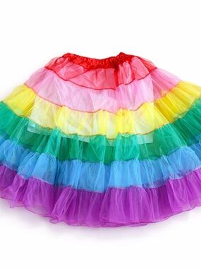 Rainbow Tiered A-Line Tulle Skirt - Multi-Color